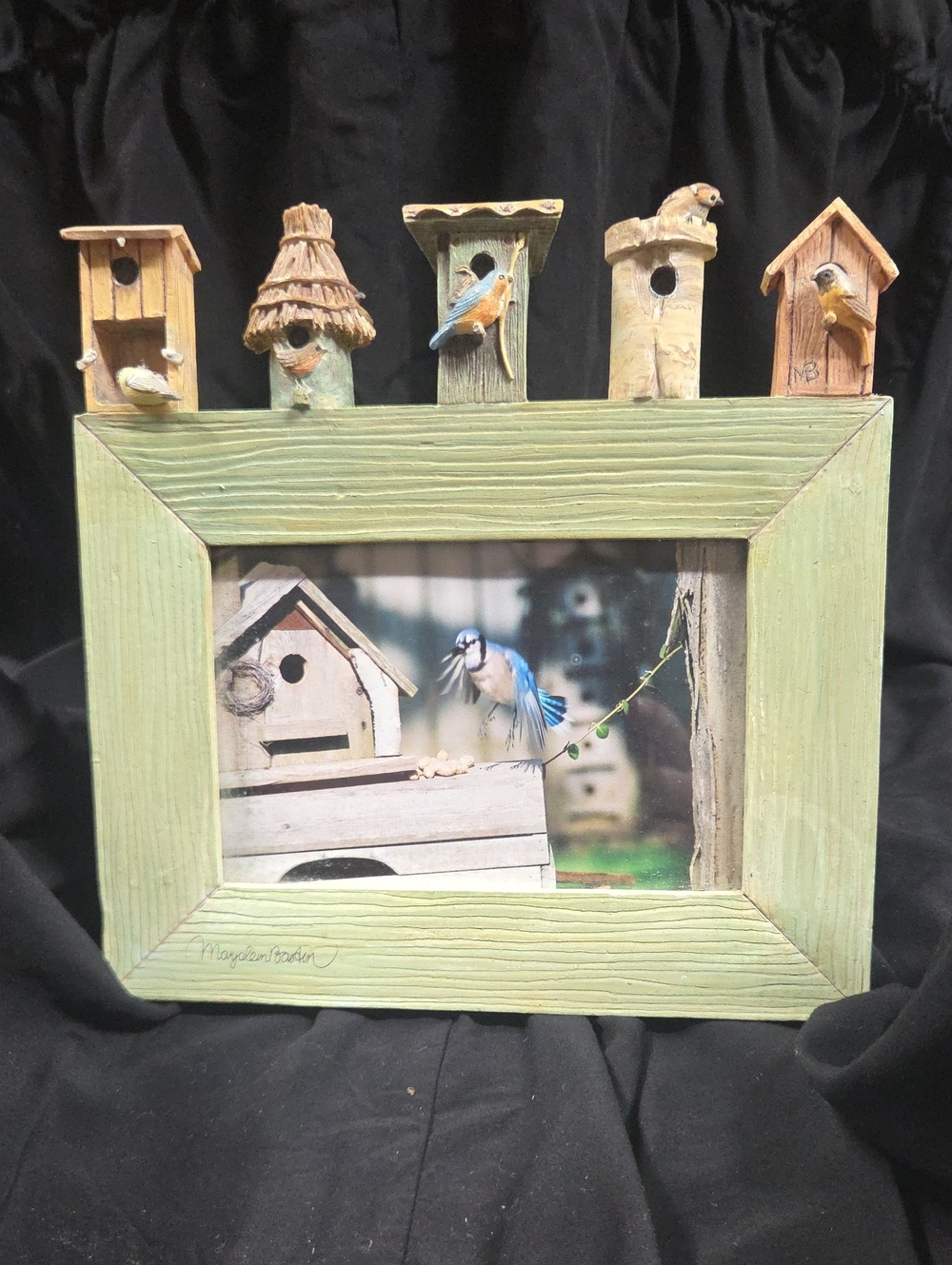 Rustic Green Birdhouse Photo Frame - Home Accents